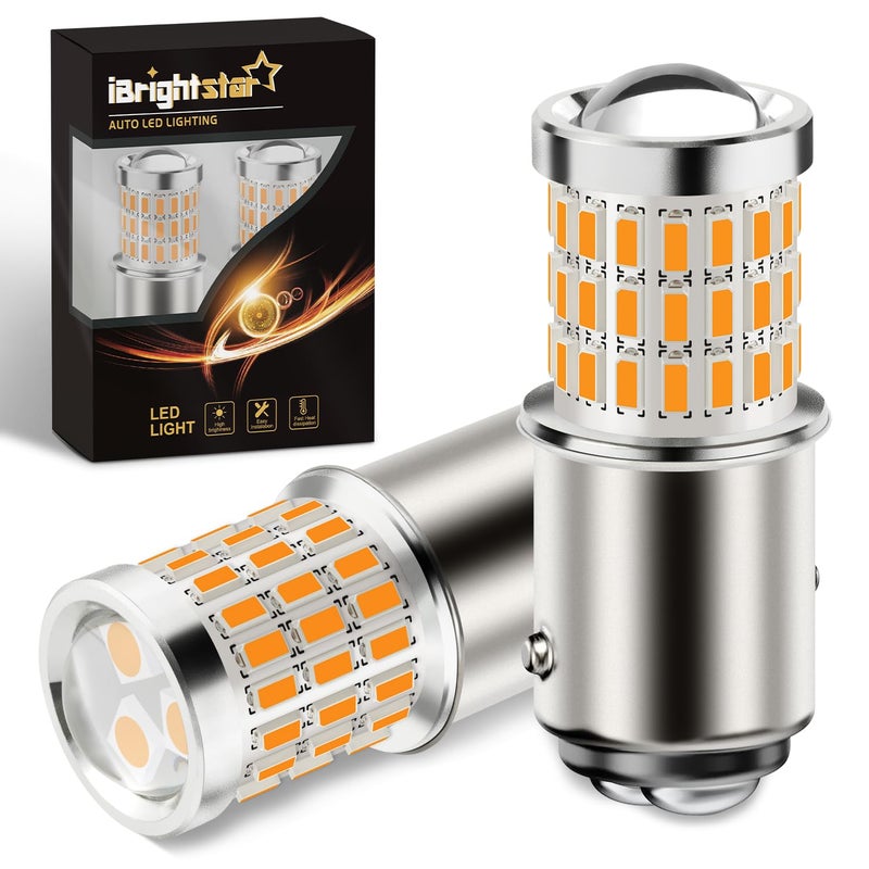 iBrightstar 1157 LED Bulb Amber, BAY15D 2057 2357 7528 LED Turn Signal Bulbs Super Bright for Vehicle Blinker Lights and Turn Signal Lights, 2 Pack - Image 1
